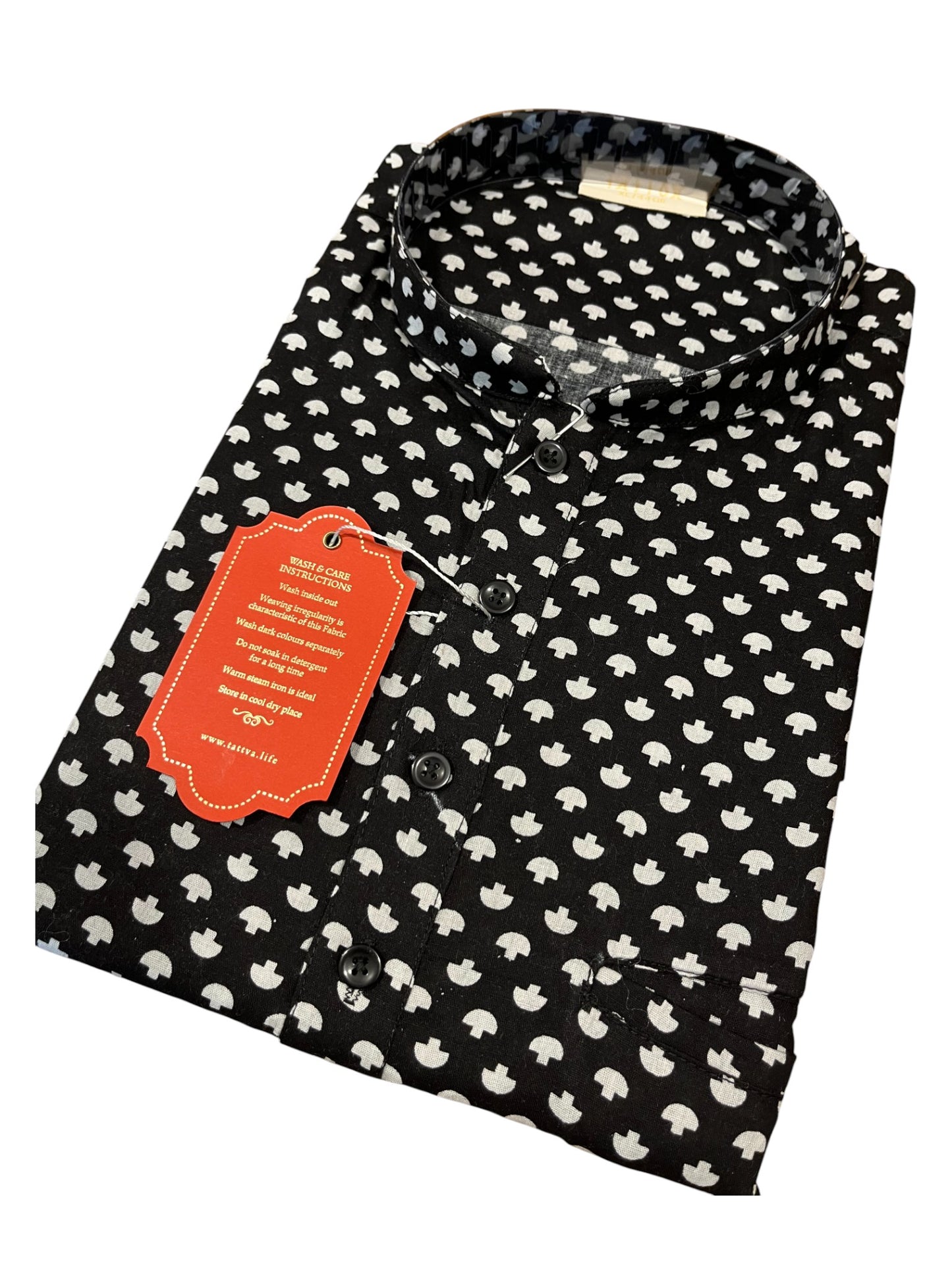 Southloom Semi Silk Short Kurta for Men in Black Colour