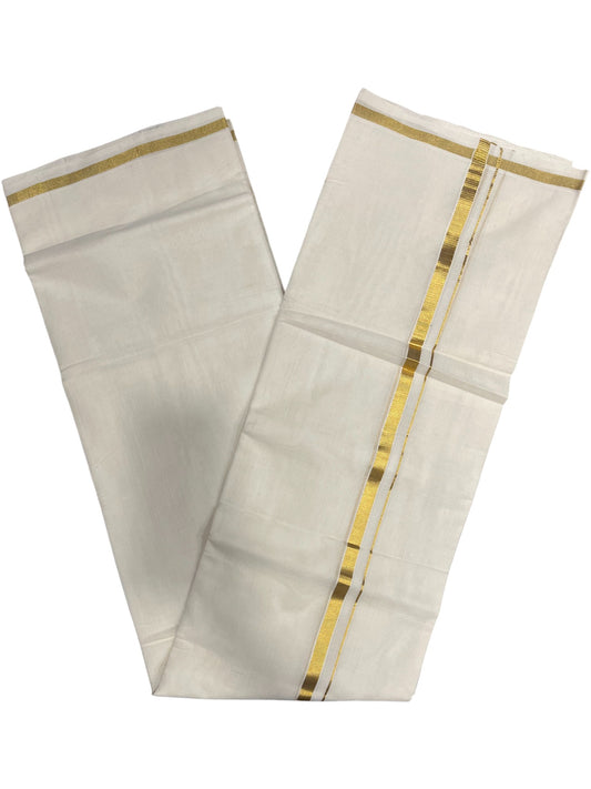 Southloom Premium Handloom Cotton Double Mundu with Gold Kasavu Border