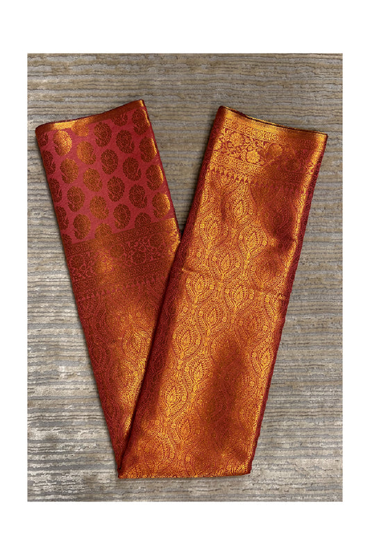 Southloom Brocade Silk Bridal Saree WIth Woven Borders And Blouse Piece in Pink And Gold