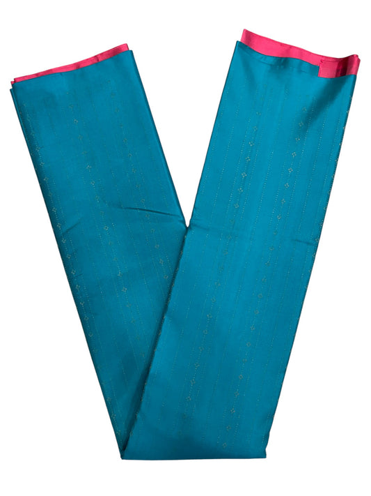 Southloom Pure Handloom Bridal Kanchipuram Silk Saree with Korvai Work (Blue&pink)