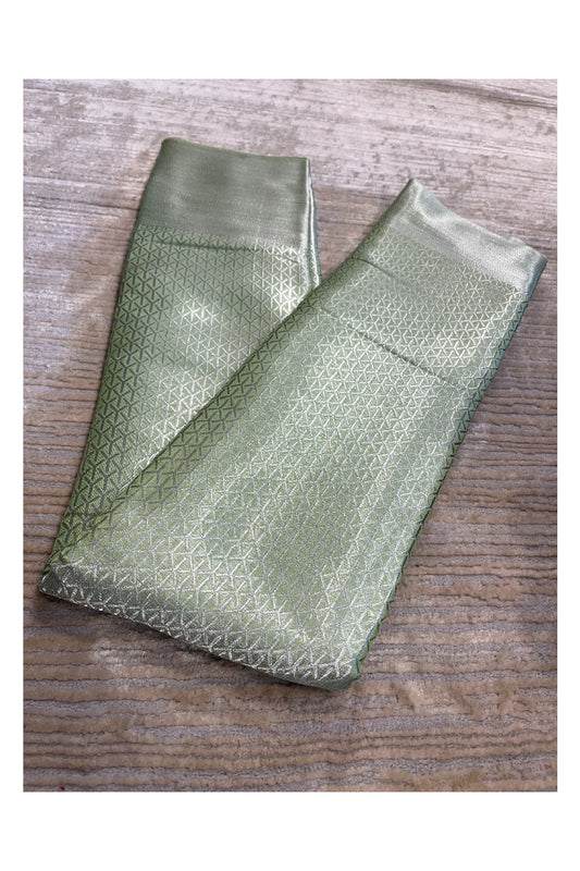 Southloom Brocade Silk Saree with Silver Zari Work in Green Pastel Shade