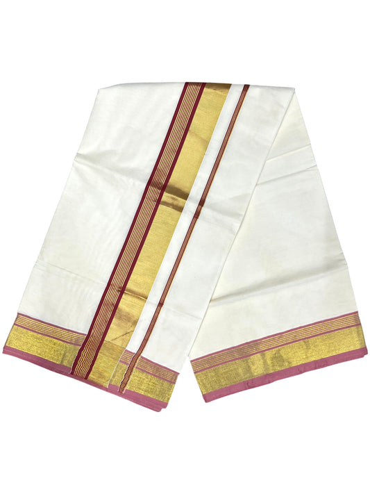 Southloom Kerala Cotton Kasavu Saree with Brick Red Border