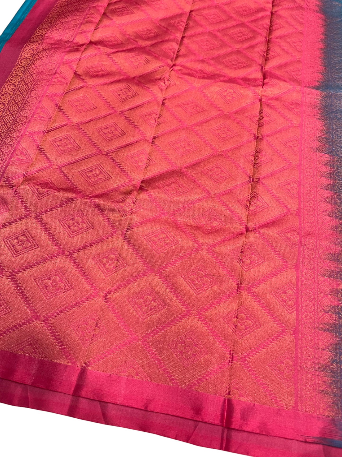 Southloom Pure Handloom Bridal Kanchipuram Silk Saree with Korvai Work (Blue&pink)