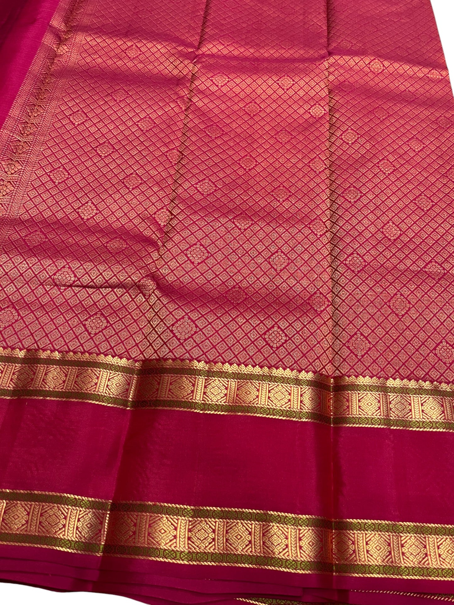 Southloom Premium Handloom Bridal Kanchipuram Silk Saree with Korvai Work (Yellow & Magenta)