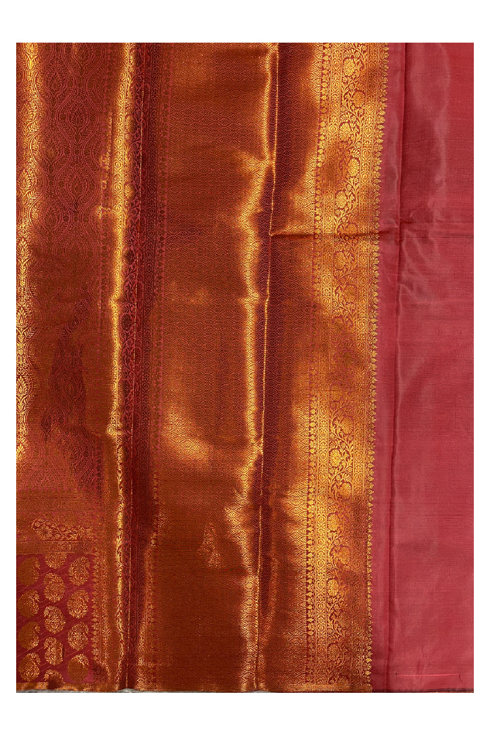 Southloom Banarasi Silk Brocade Bridal Saree WIth Woven Borders And Blouse Piece in Pink And Gold