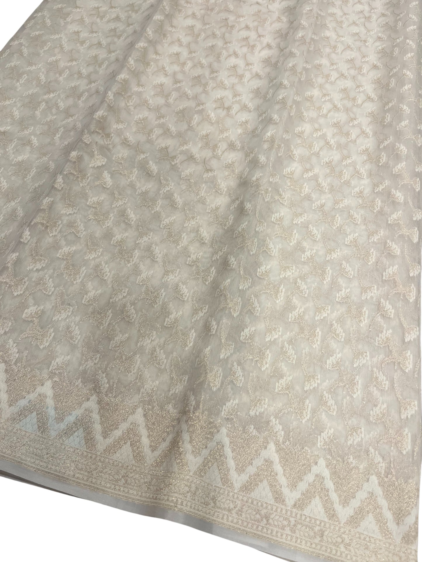 Southloom Cotton Banarasi Silk Saree with Woven Work on Body and Borders (Beige)