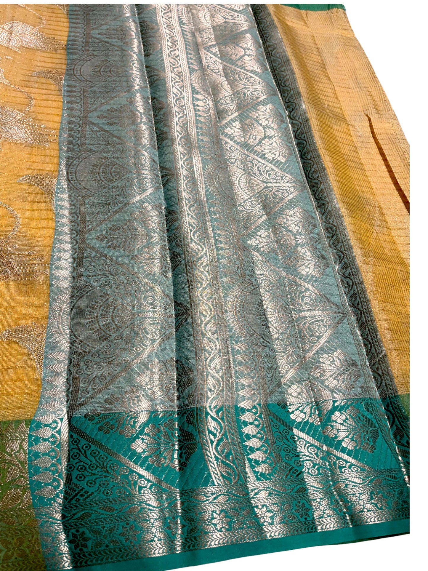 Southloom Tissue Banarasi Silk Saree with Woven Work on Body and Borders (Yellow)