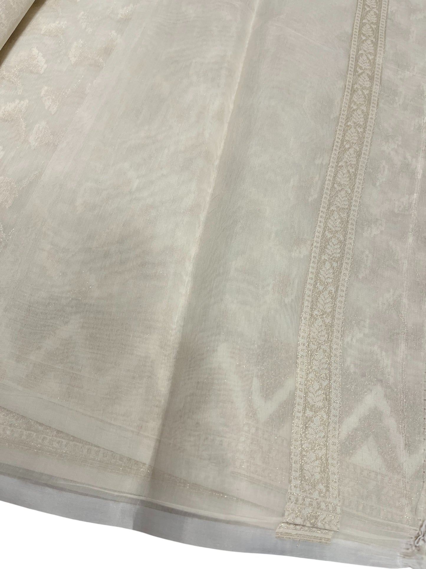 Southloom Cotton Banarasi Silk Saree with Woven Work on Body and Borders (Beige)