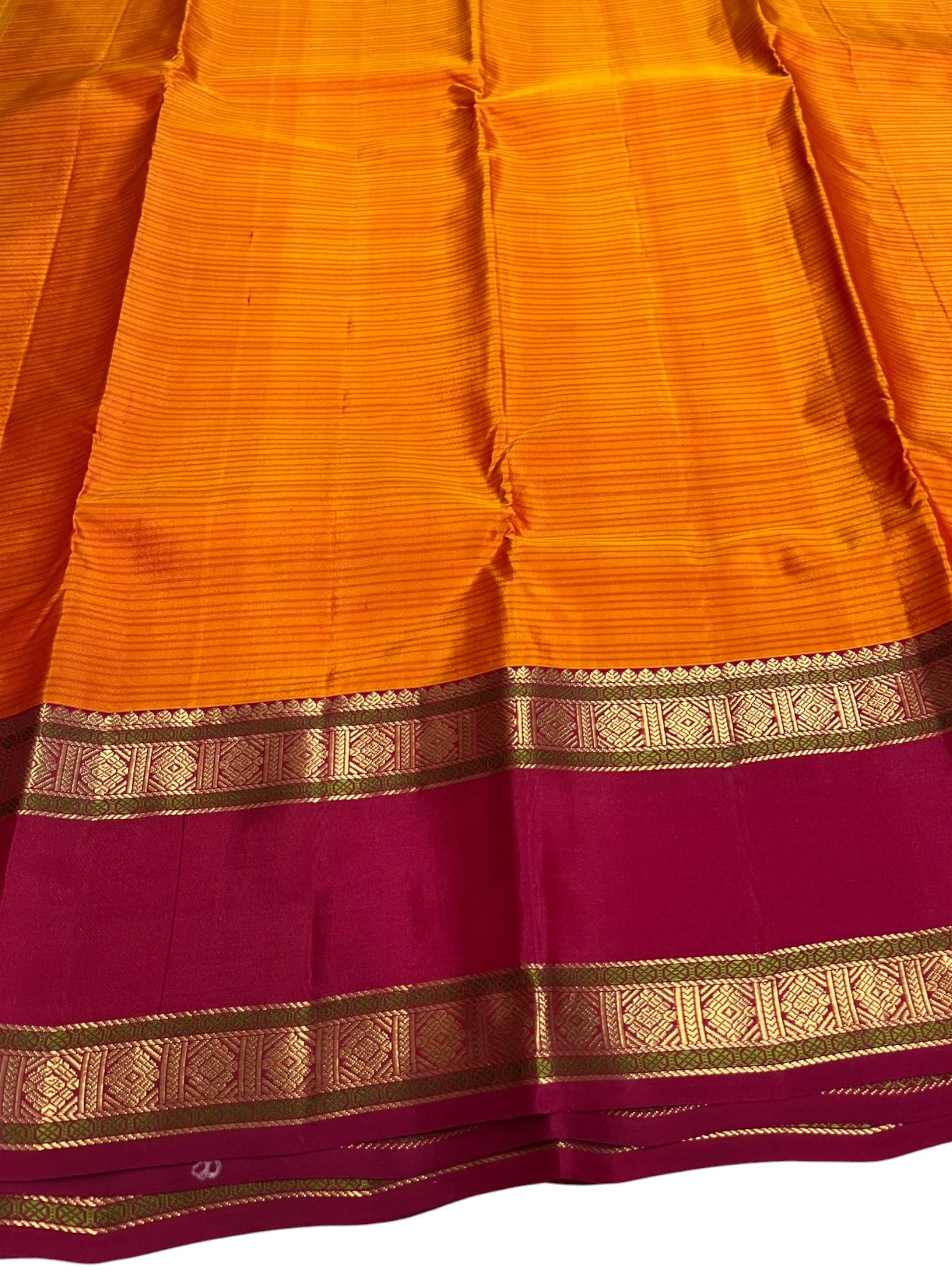 Southloom Premium Handloom Bridal Kanchipuram Silk Saree with Korvai Work (Yellow & Magenta)