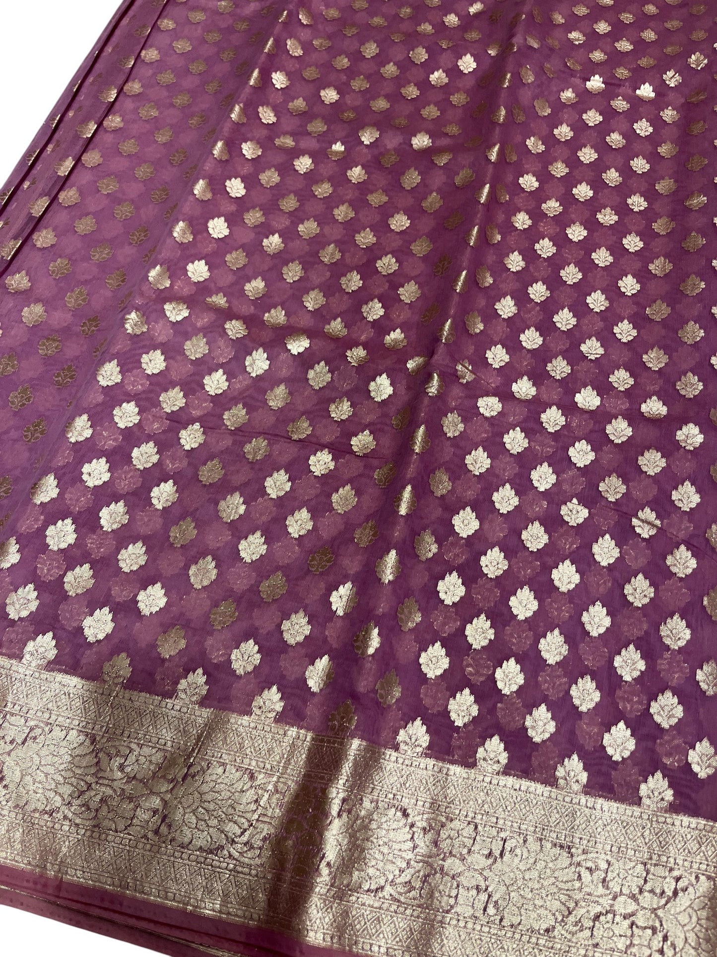 Southloom Cotton Banarasi Silk Saree with Woven Work on Body and Borders (Lavender)