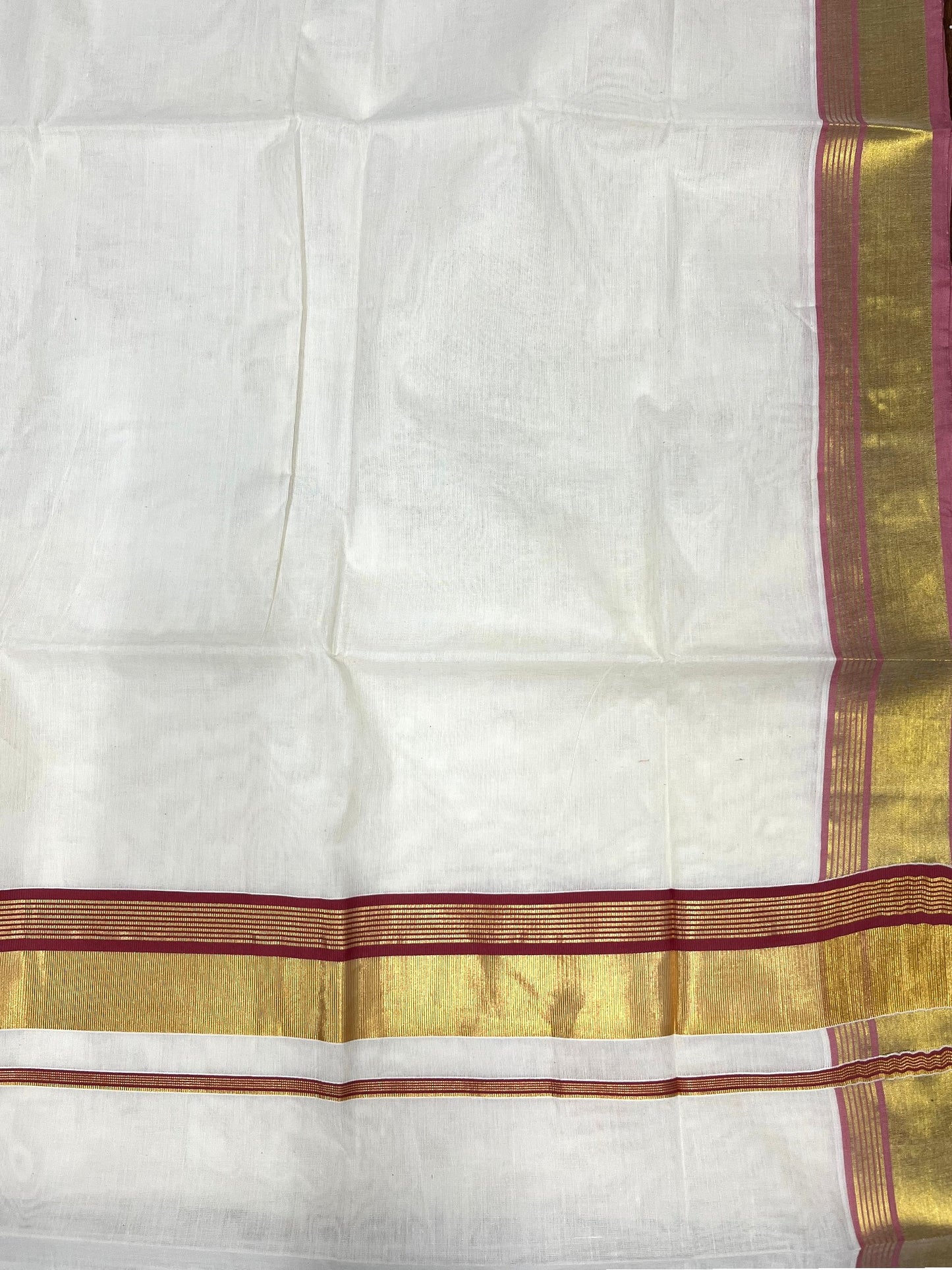Southloom Kerala Cotton Kasavu Saree with Brick Red Border