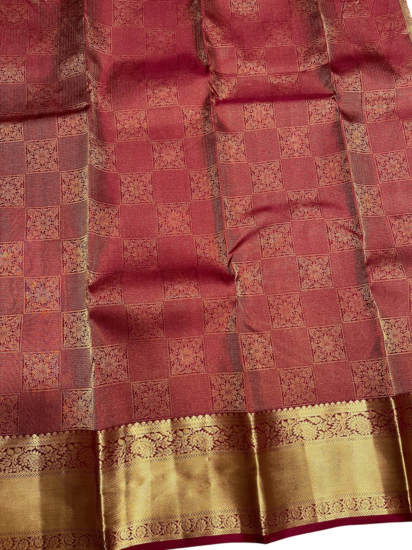 Southloom Pure Handloom Bridal Kanchipuram Silk Saree with Korvai Work (Maroon)