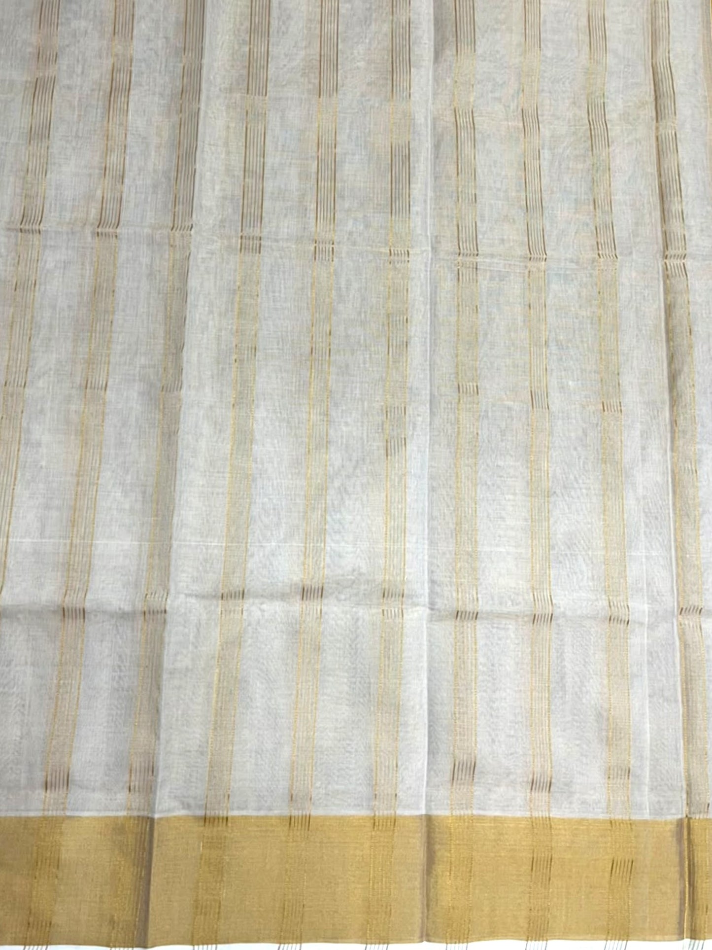 Southloom Premium Tissue Handloom Stripes Set Mundu with Kasavu Border (2.80 Mtr) SL632