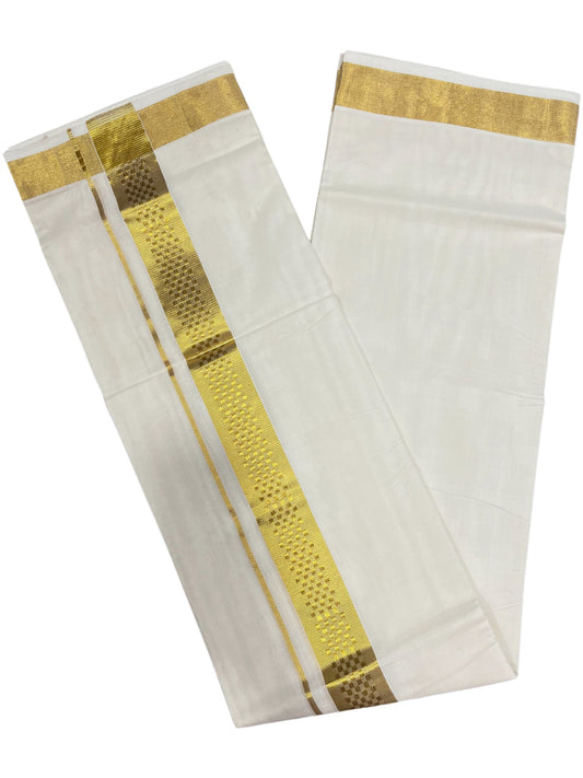 Southloom Premium Handloom Cotton Double Mundu with Gold Paaya Neythu Kasavu Border