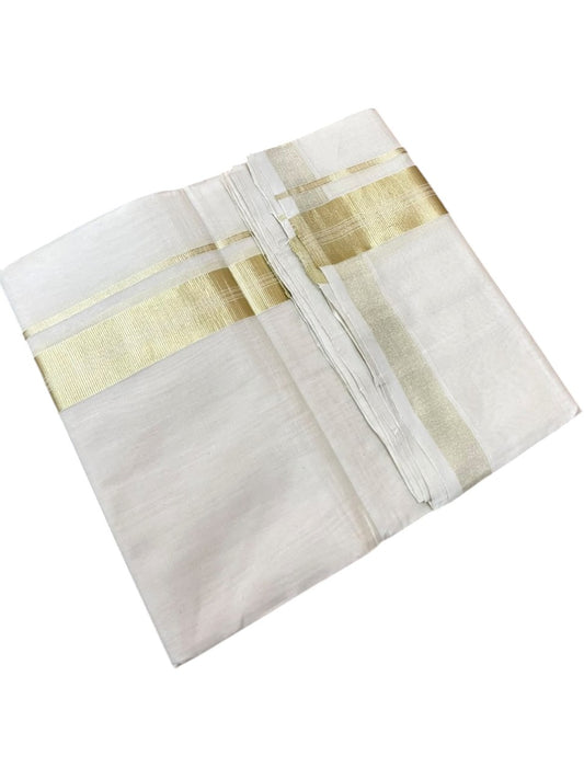 Southloom Balaramapuram Unakkupaavu Premium Handloom Cotton Double Mundu with Gold Kasavu Border
