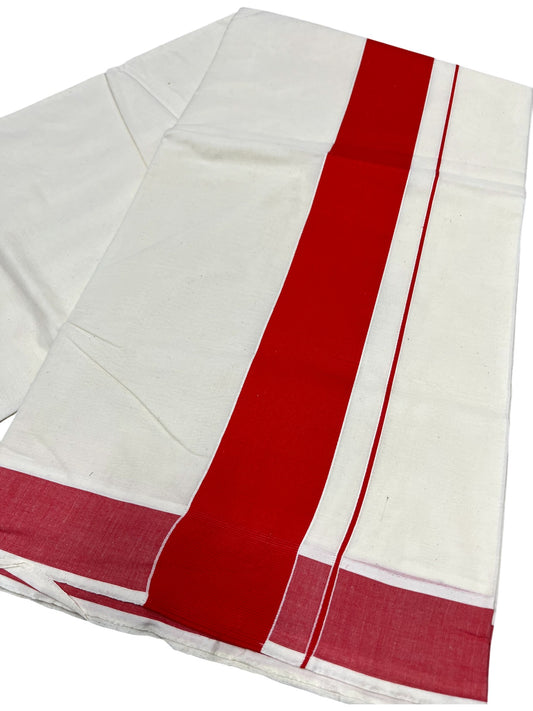 Southloom Kerala Pure Cotton Plain Kasavu Saree with Red Border