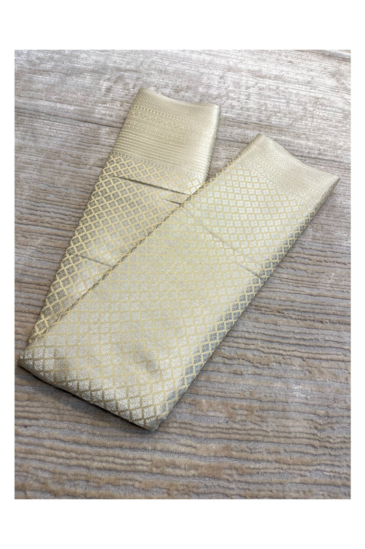 Southloom Brocade Bridal Silk Saree with Silver Zari Work in Beige Pastel Shade