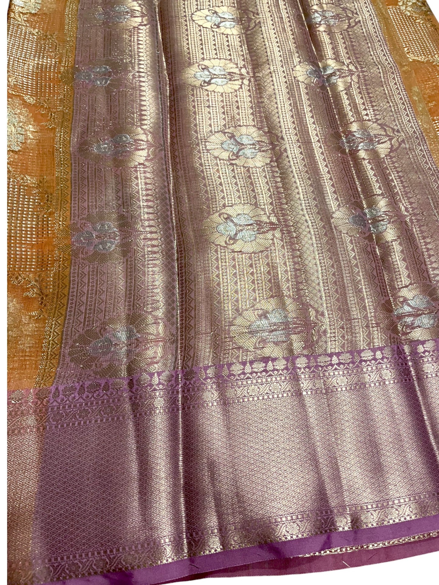 Southloom Tissue Banarasi Silk Saree with Woven Work on Body and Borders (Peach)