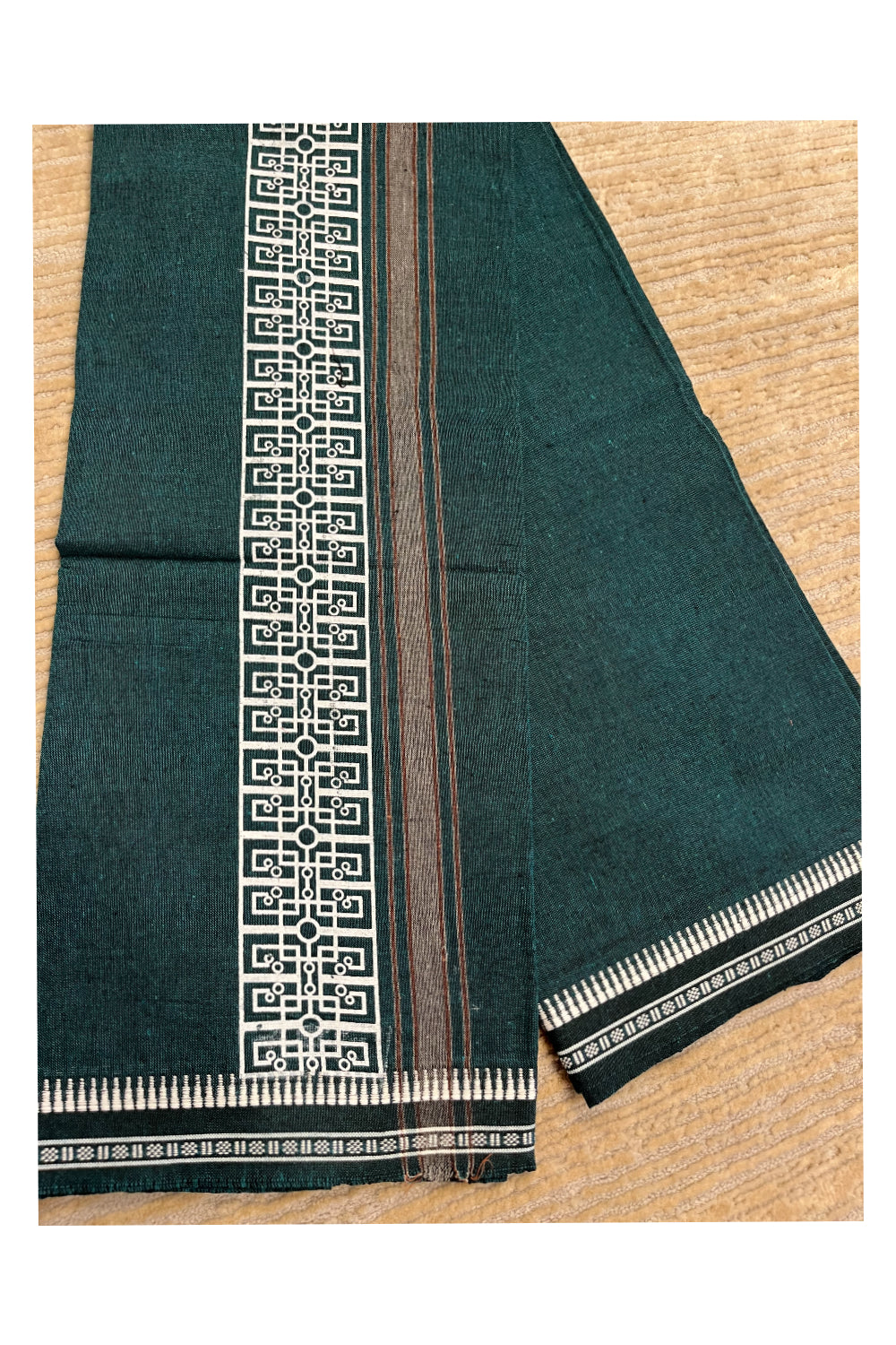 Southloom Green Printed Single Mundu / Otta Mundu / Lungi (South Indian Kerala Dhoti)
