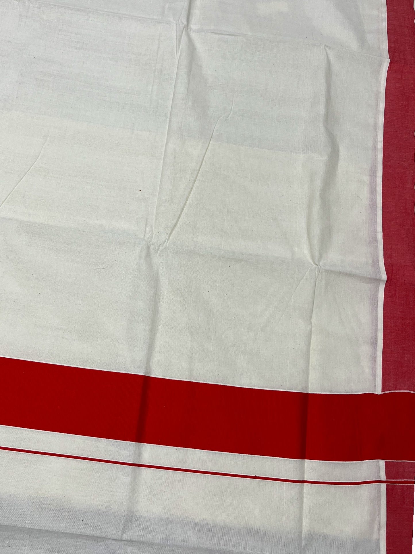 Southloom Kerala Pure Cotton Plain Kasavu Saree with Red Border