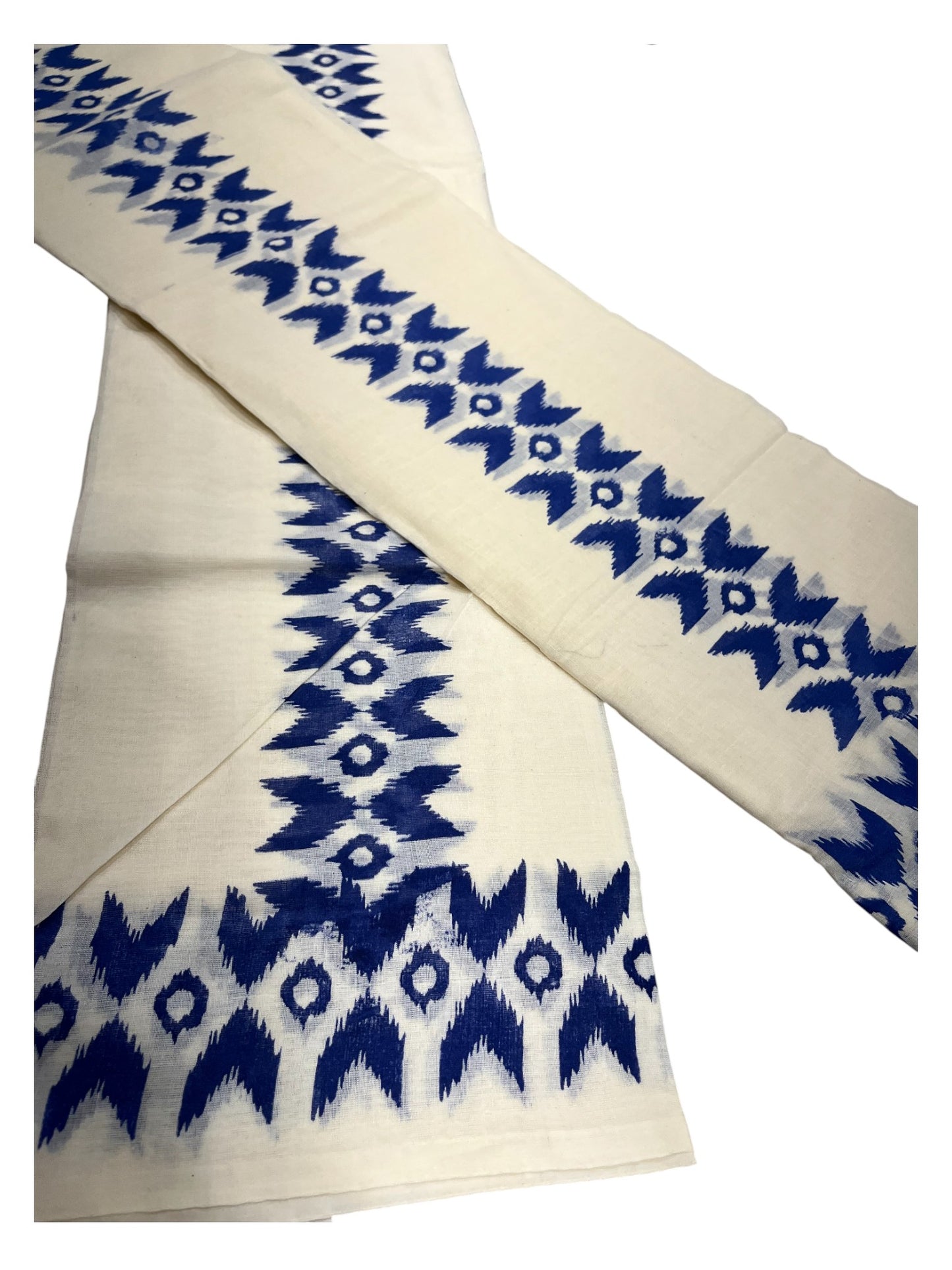 Southloom Ikat Design Blue Printed Set Mundu with Blouse Piece 2.80Mtrs