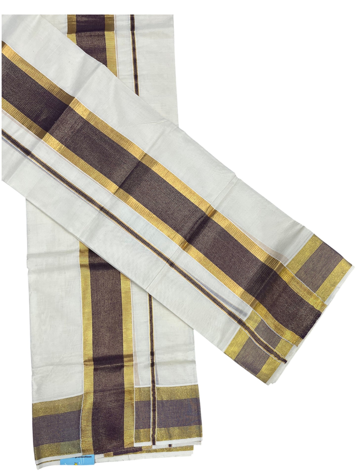 Southloom Pure Cotton Kerala Single Set Mundu (Mundum Neriyathum) with Purple and Kasavu Border 2.80 Mtrs SLKK