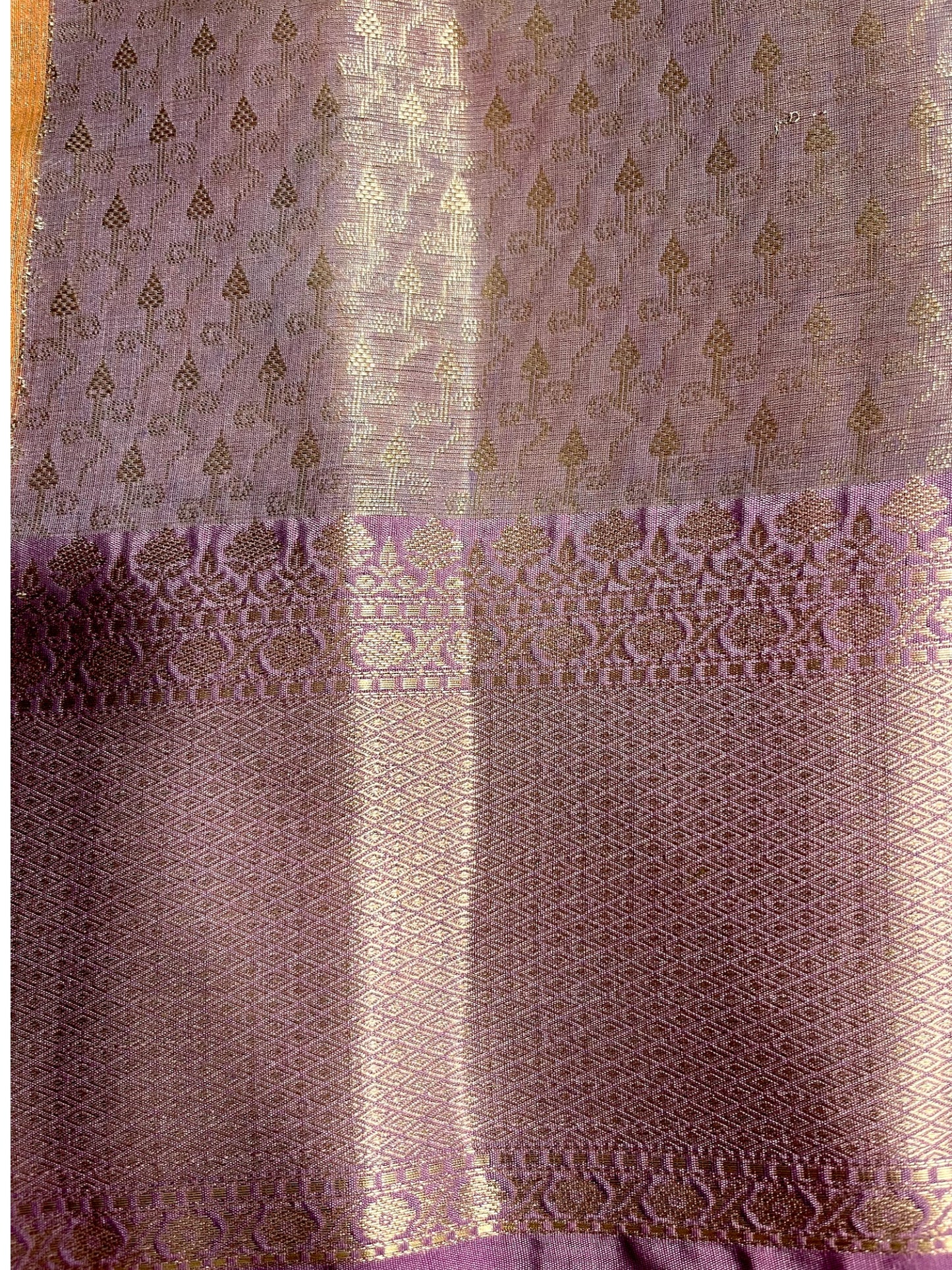 Southloom Tissue Banarasi Silk Saree with Woven Work on Body and Borders (Peach)