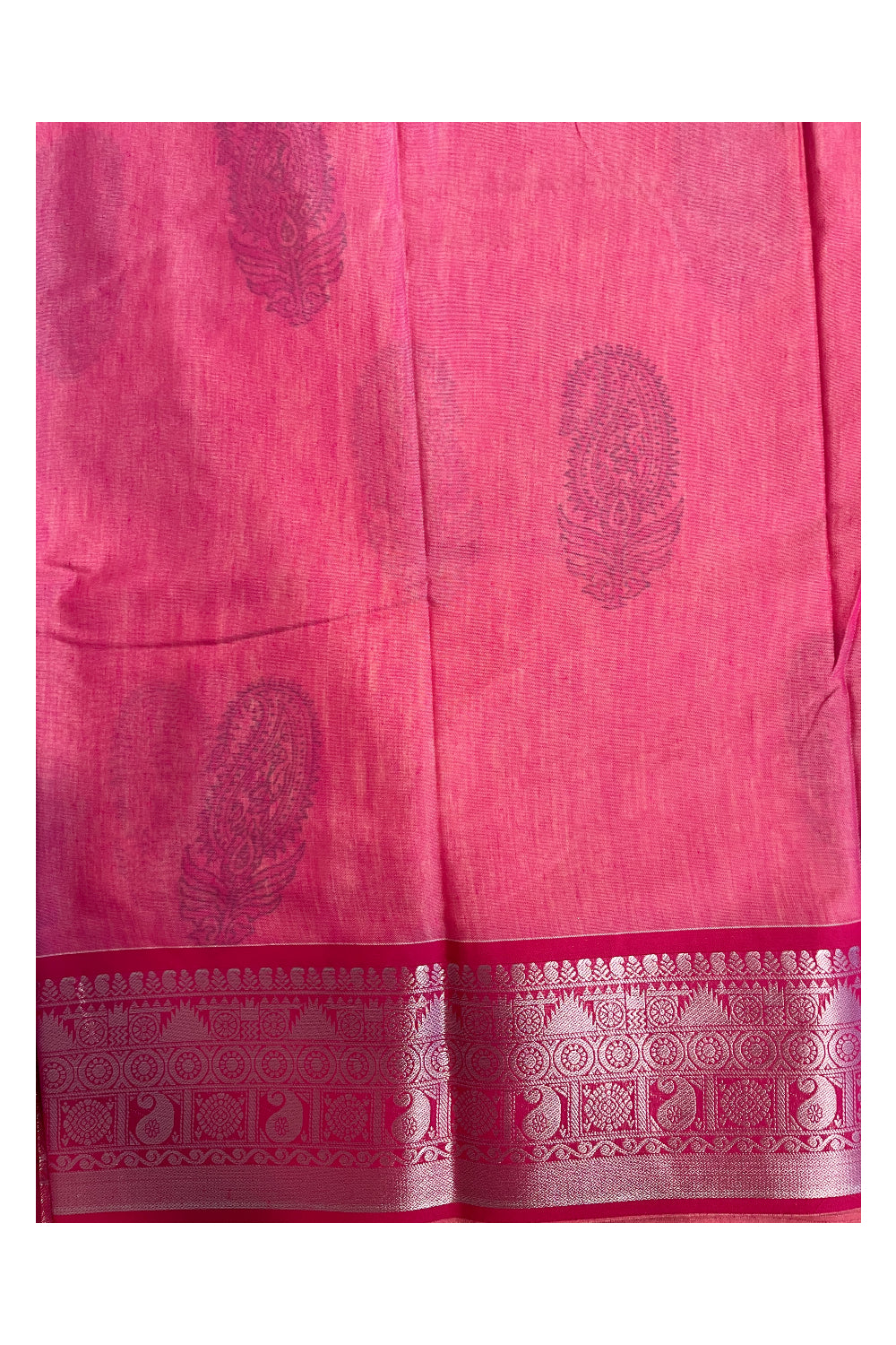 Southloom Cotton Kerala Kasavu Saree with Butta Works Across Body