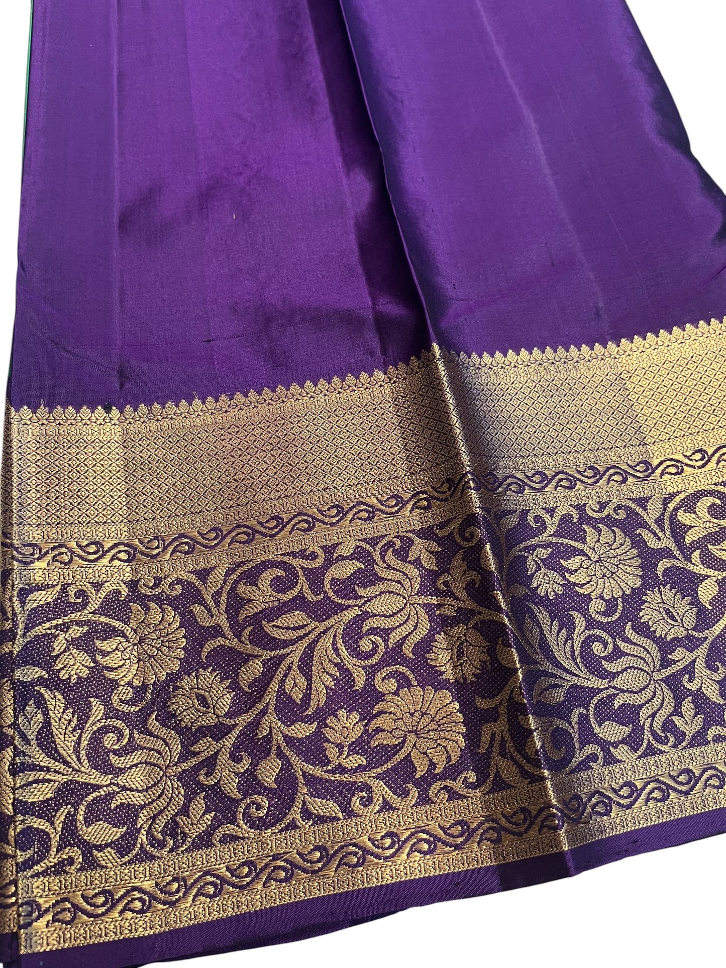Southloom Pure Handloom Bridal Kanchipuram Silk Saree with Korvai Work(Green& Violet)