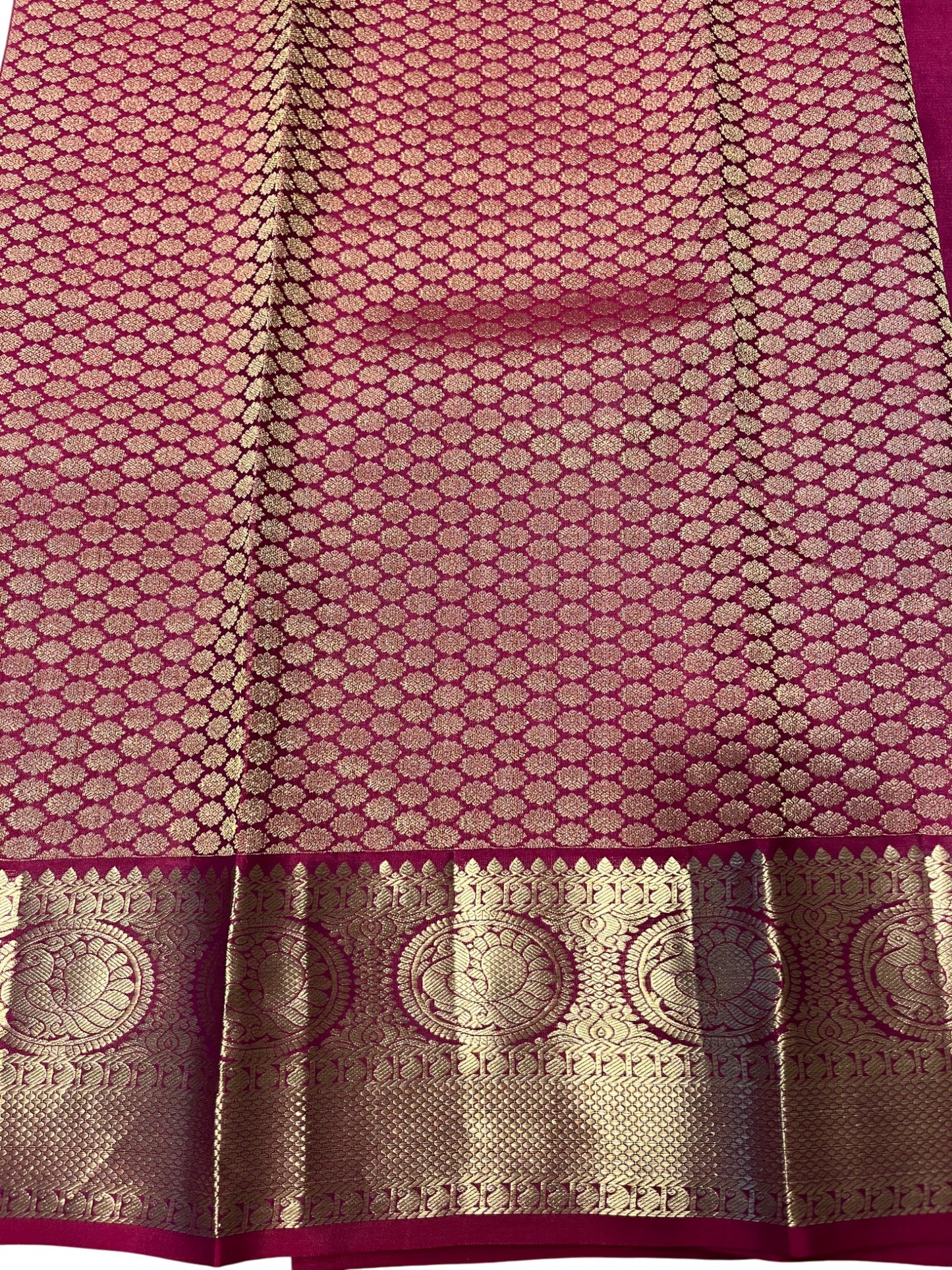 Southloom Pure Handloom Bridal Kanchipuram Silk Saree with Korvai Work (Magenta)