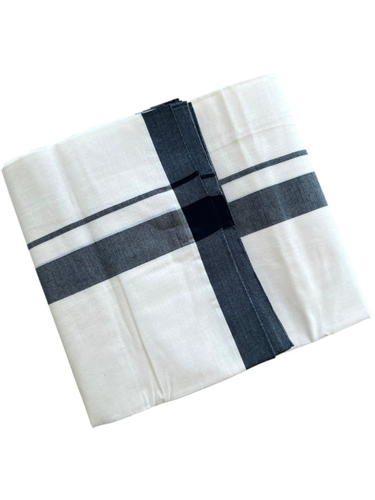 Southloom Kerala Pure Cotton Double Mundu with Black Border (South Indian Kerala Dhoti)
