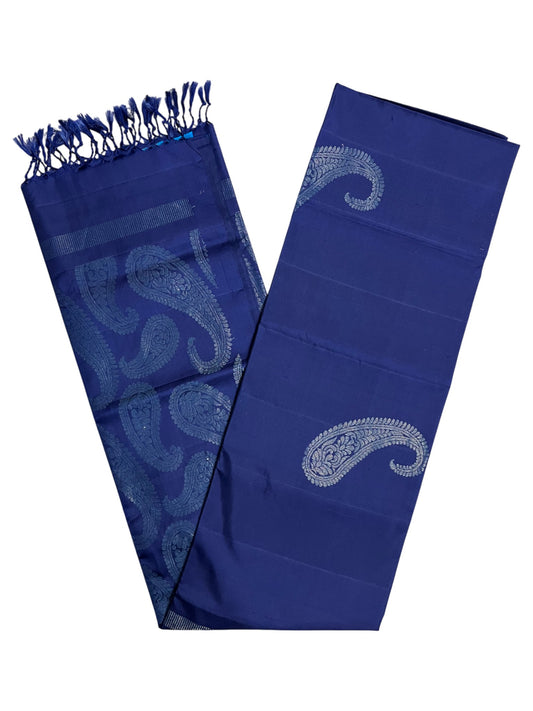 Southloom Pure Handloom Bridal Kanchipuram Silk Saree with Korvai Work (Blue)
