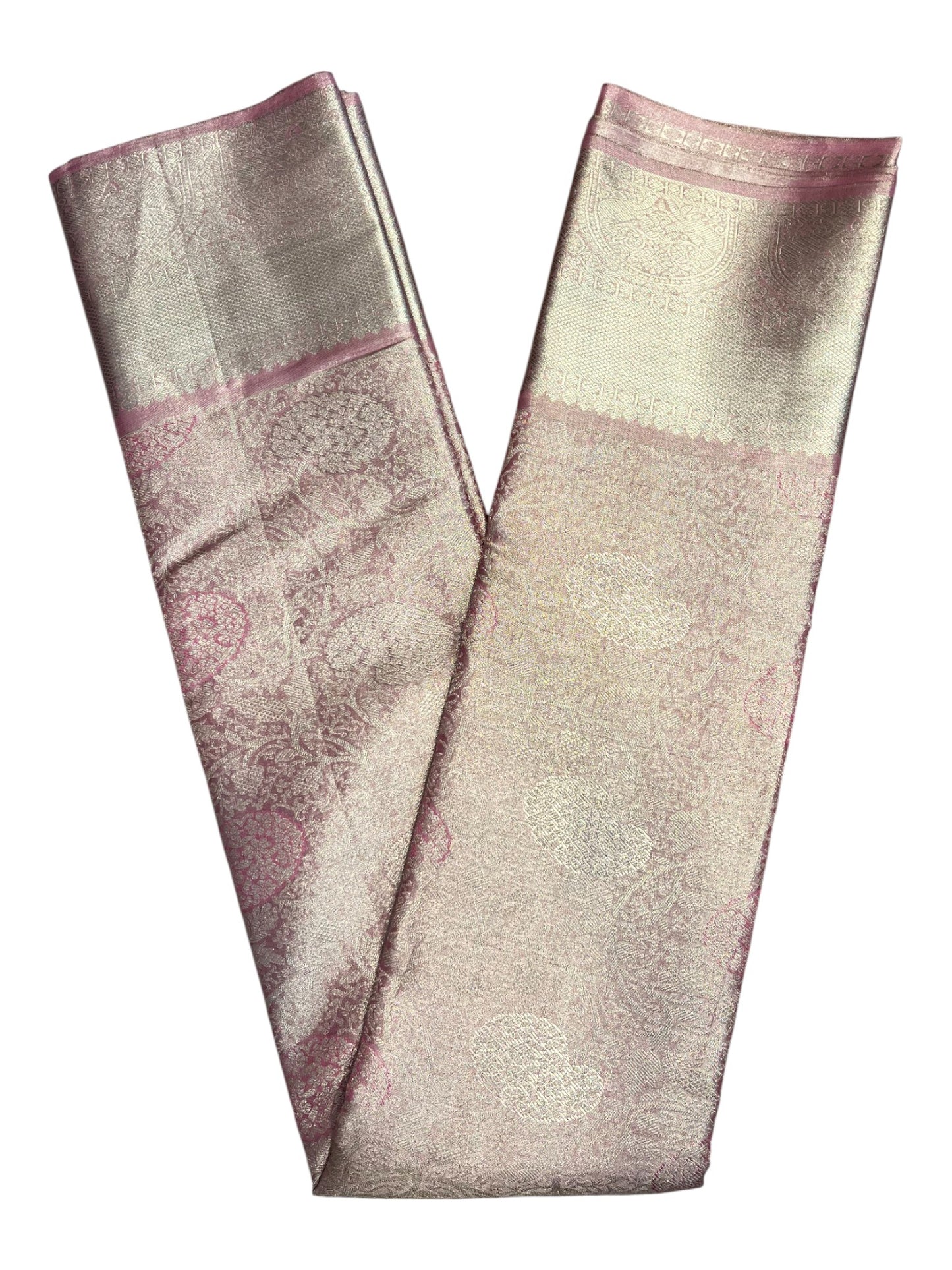 Southloom Premium Handloom Bridal Kanchipuram Silk Saree with Korvai Work (Pink)