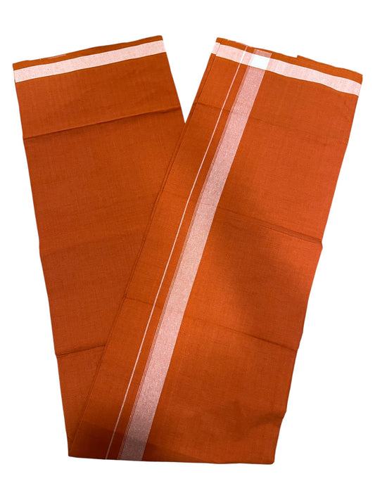 Southloom Saffron (Kaavi) White Border Single Mundu / Lungi (South Indian Kerala Dhoti)