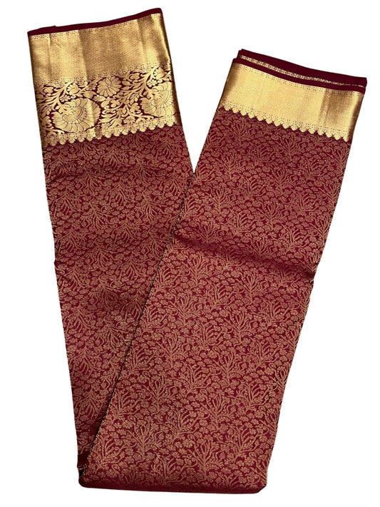 Southloom Pure Handloom Bridal Kanchipuram Silk Saree with Korvai Work (Maroon)