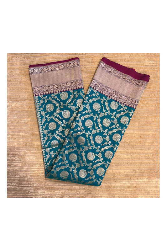 Southloom Banarasi Georgette Woven Work Saree in Blue And Mageta