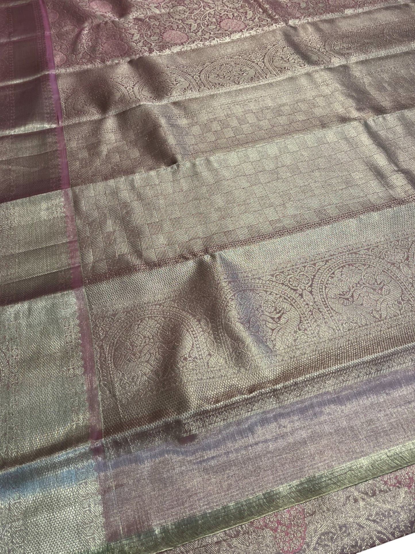 Southloom Premium Handloom Bridal Kanchipuram Silk Saree with Korvai Work (Pink)