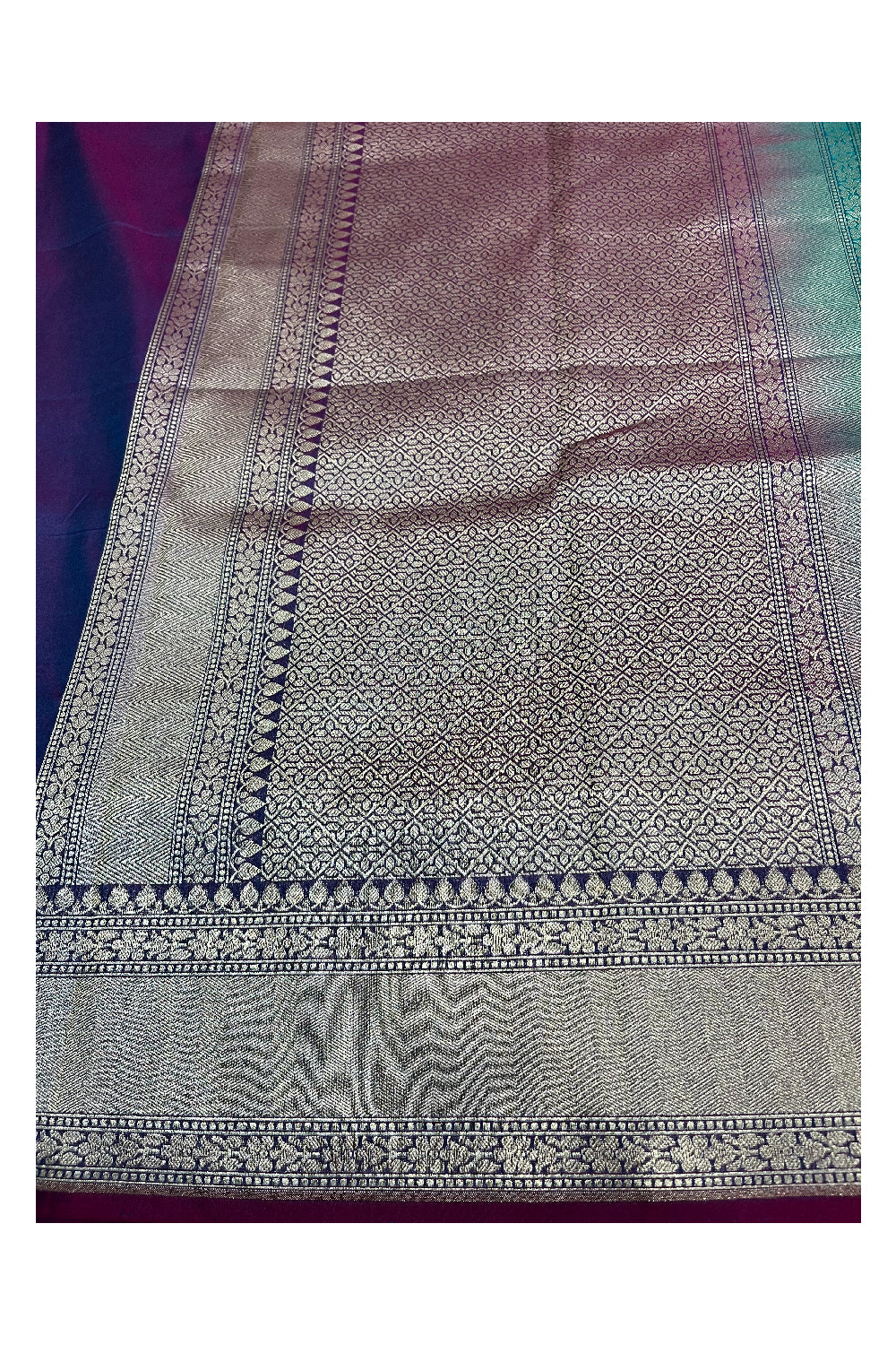 Southloom Banarasi Georgette Woven Work Saree in Blue And Mageta