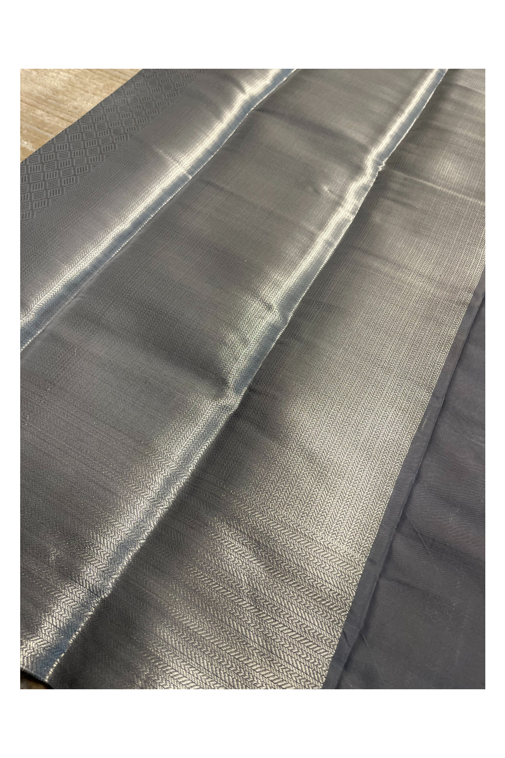 Southloom Banarasi Silver Zari Brocade Work Silk Saree in Grey Pastel Shade
