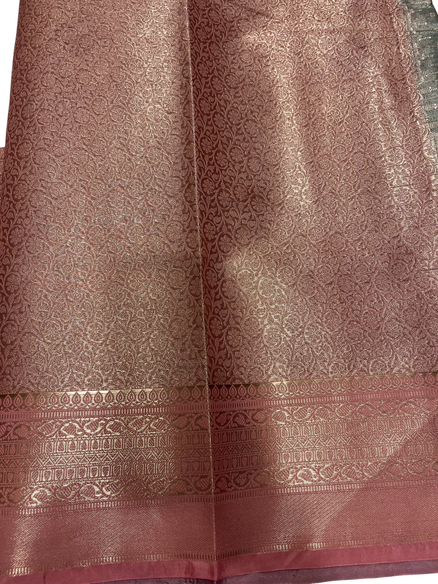 Southloom Tissue Silk Saree with Woven Work on Body and Borders (Pink & Grey)