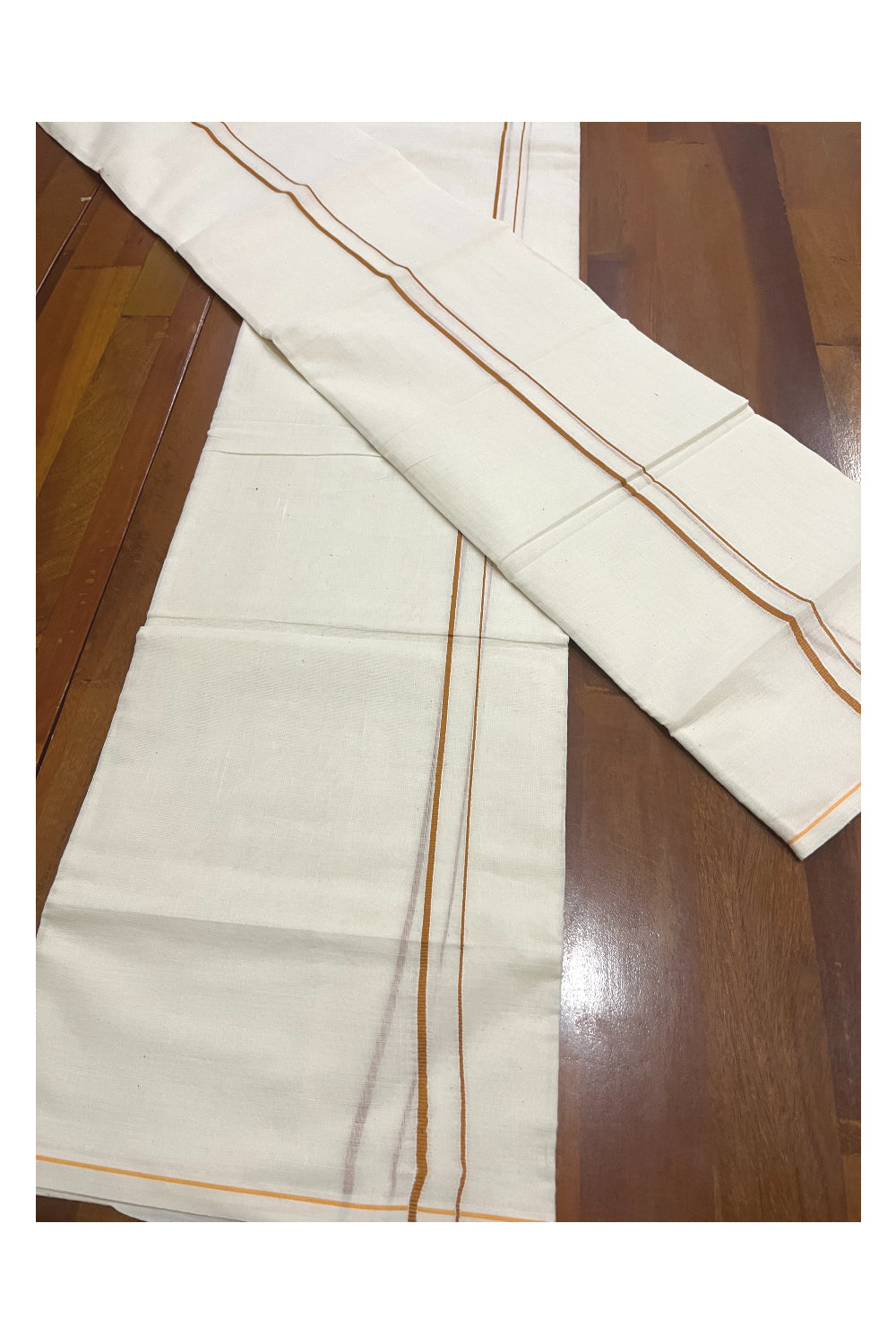 Kerala Cotton Mundum Neriyathum Single (Set Mundu) with Brown Eerkkil Kara