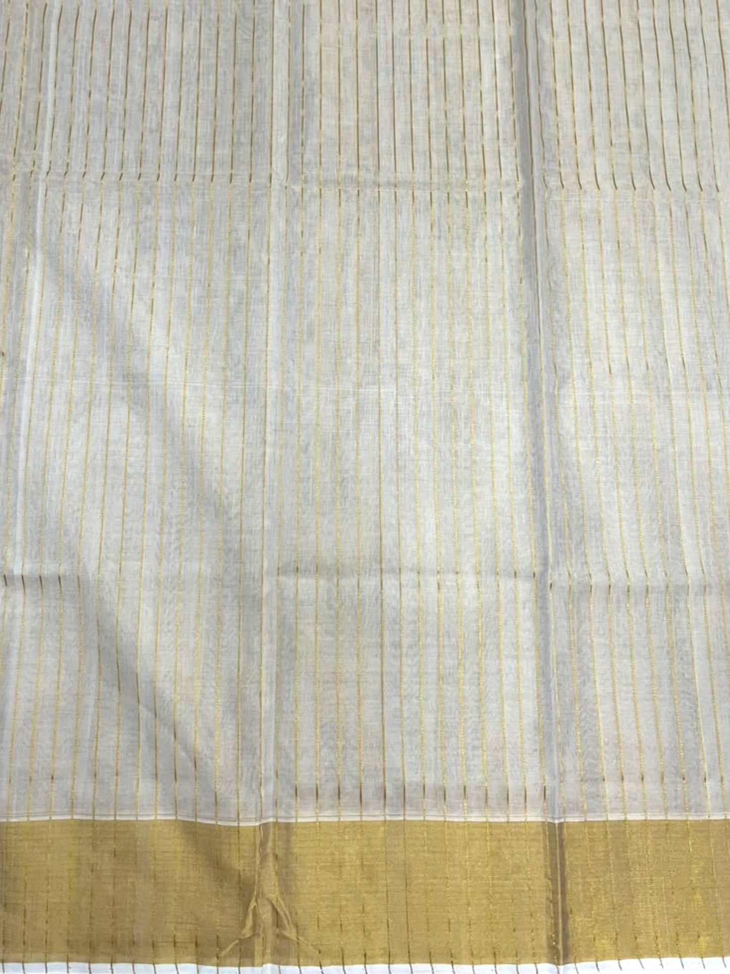 Southloom Premium Tissue Handloom Stripes Set Mundu with Kasavu Border (2.80 Mtr) SL632