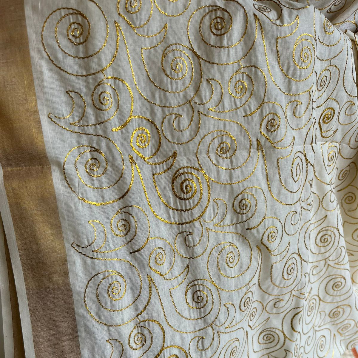 Kerala Cotton Saree With Embroidery Work SL207