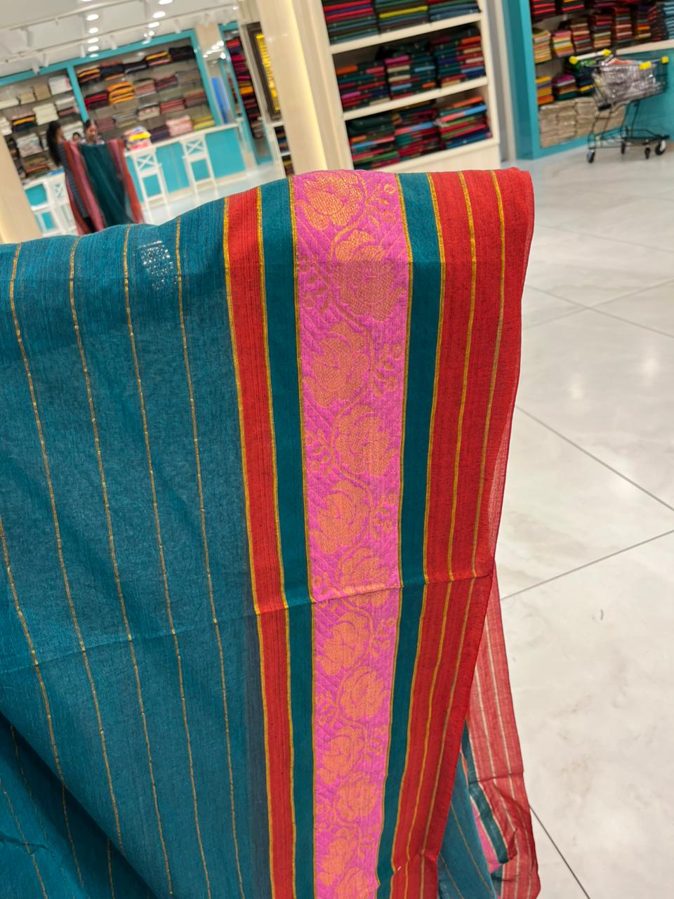 Kerala Mul Cotton Soft Fabric With Kanchi Border Saree SL215