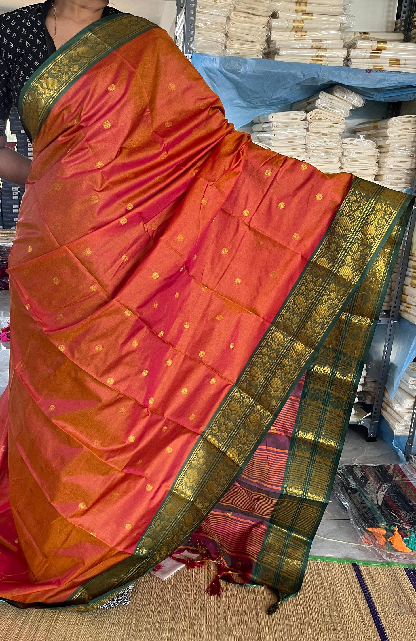 Polka Cotton Silk Saree SL173