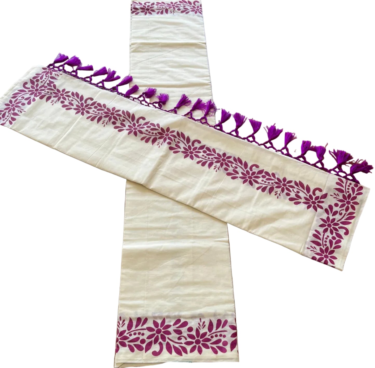 Cotton Printed Set Mund With Tassels In 2.80 mtrs SL280