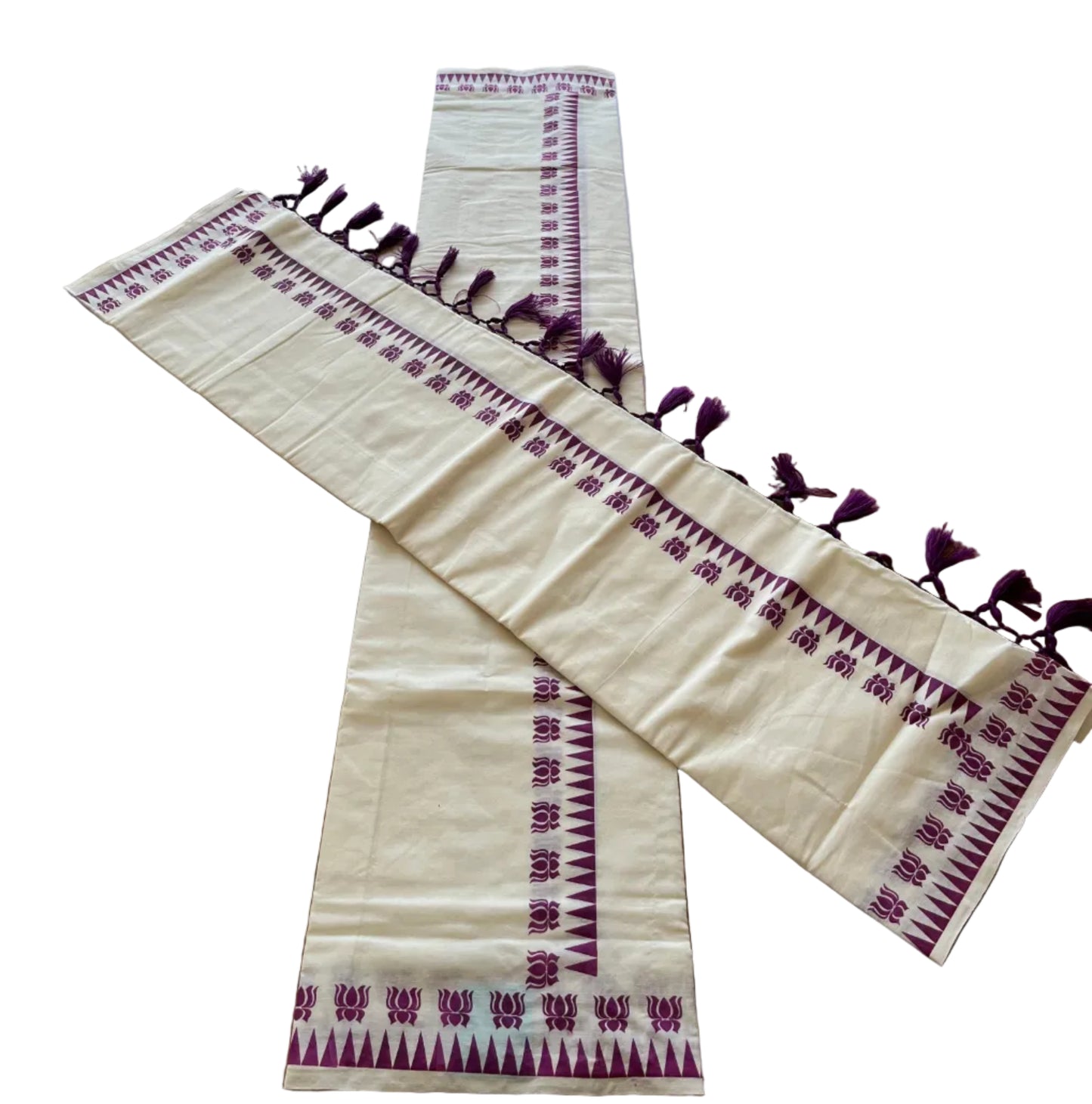 Cotton Printed Set Mund With Tassels In 2.80 mtrs SL280