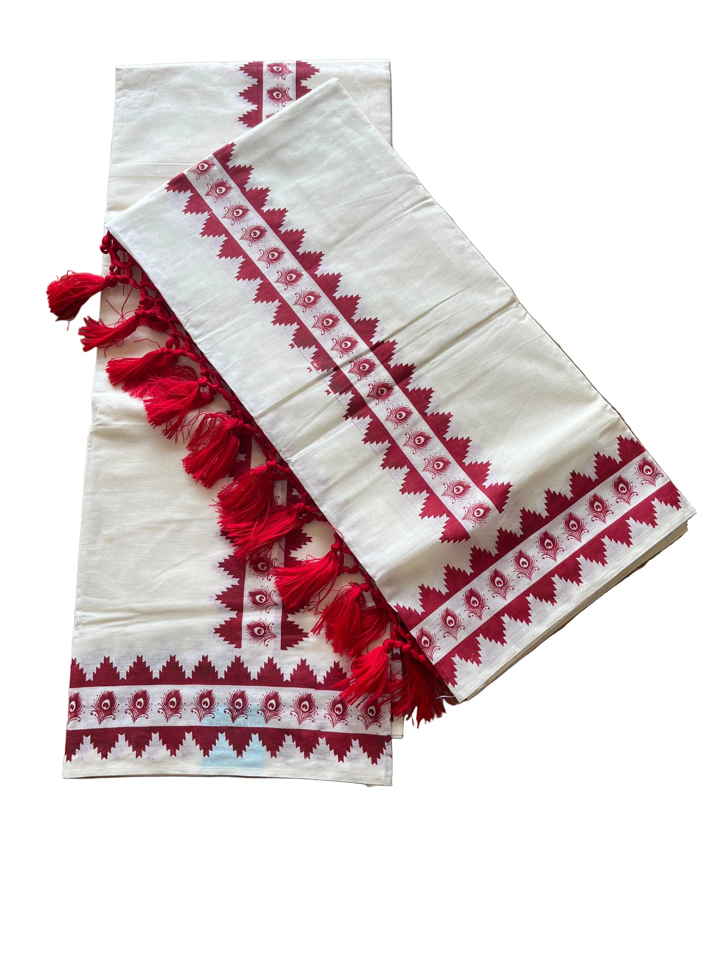 Cotton Printed Set Mund With Tassels In 2.80 mtrs SL280