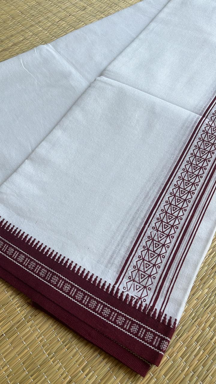 Pure White Printed Single Dhoti SL319