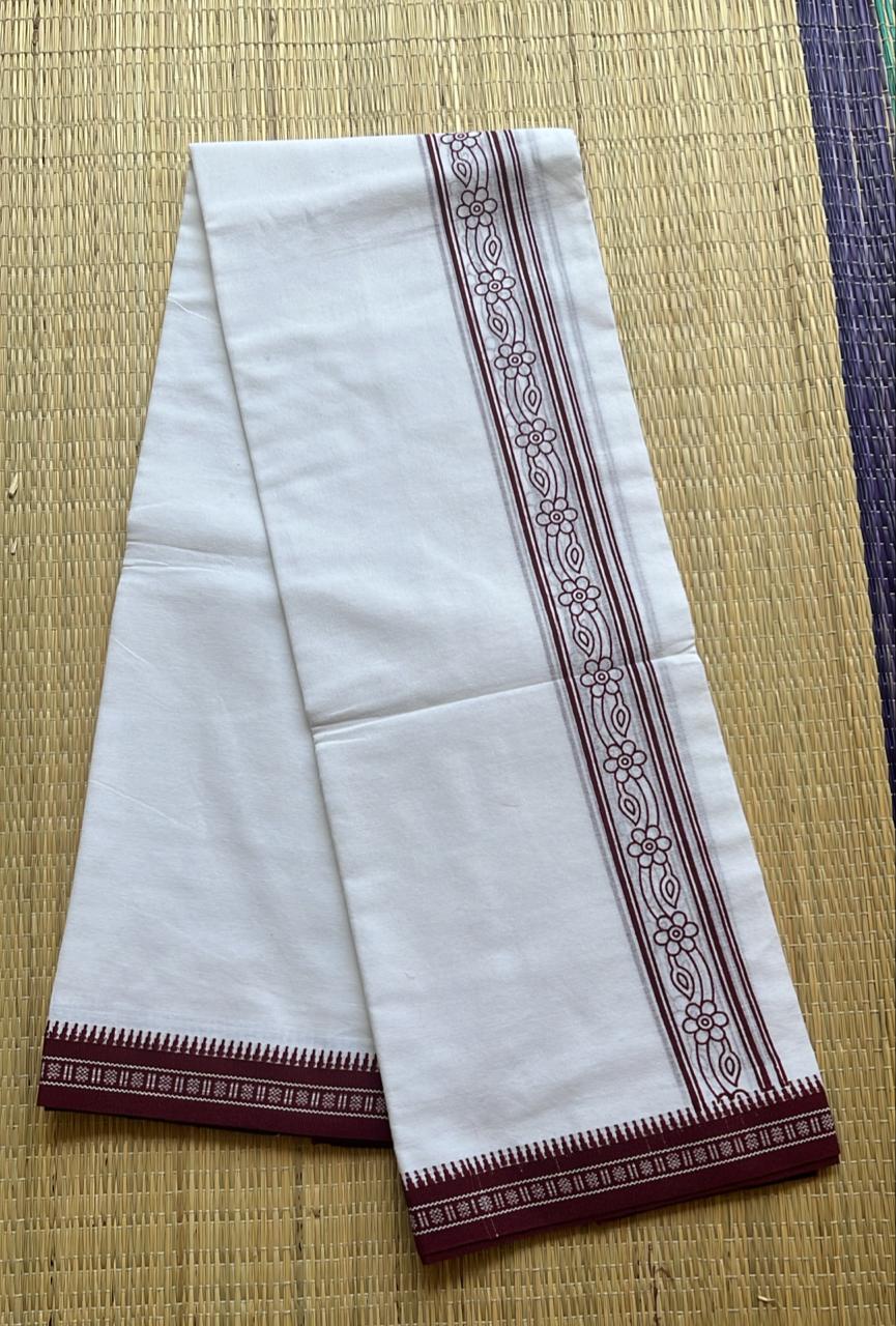 Pure White Printed Single Dhoti SL319